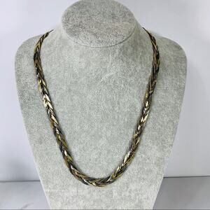Braided Serpentine Chain Necklace Gold Silver 24"
